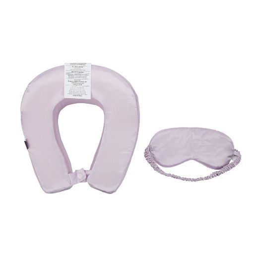 Picture of Bioworld Lavender Satin Neck Pillow & Eye Mask Travel Set