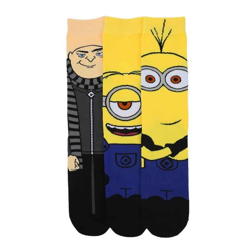 Picture of Minions Animigos 360 Character 3 Pair Crew Socks