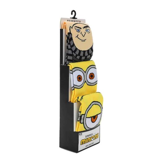 Picture of Minions Animigos 360 Character 3 Pair Crew Socks