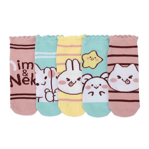 Picture of Mimi & Neko Scalloped Edge 5 Pair Ankle Socks