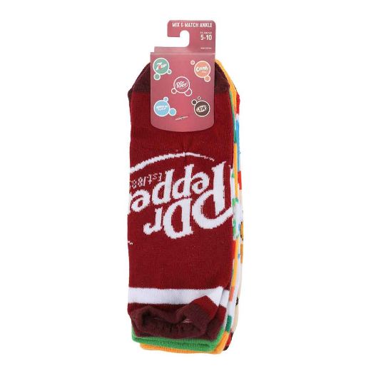 Picture of Dr. Pepper Retro Stripes Soda 5 Pair Ankle Socks