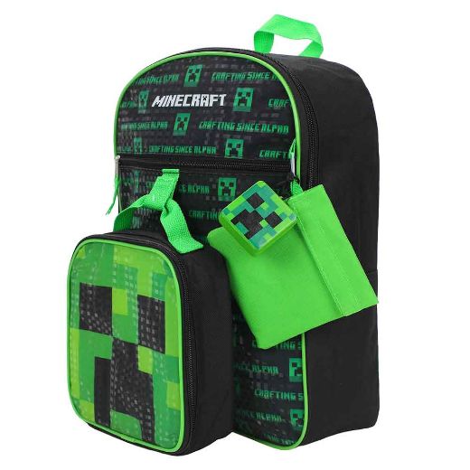 Picture of Minecraft Creeper Youth 5 pc Backpack Set