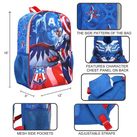 Picture of Marvel Captain America Cosplay Chest Panel Youth Backpack