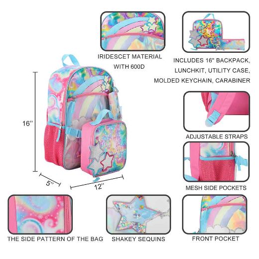 Picture of Falling Star Novelty 5 pc Youth Backpack Set