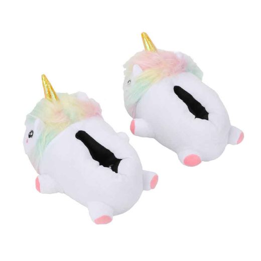 Picture of White Unicorn Youth 3D Plush Slippers