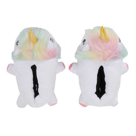 Picture of White Unicorn Youth 3D Plush Slippers