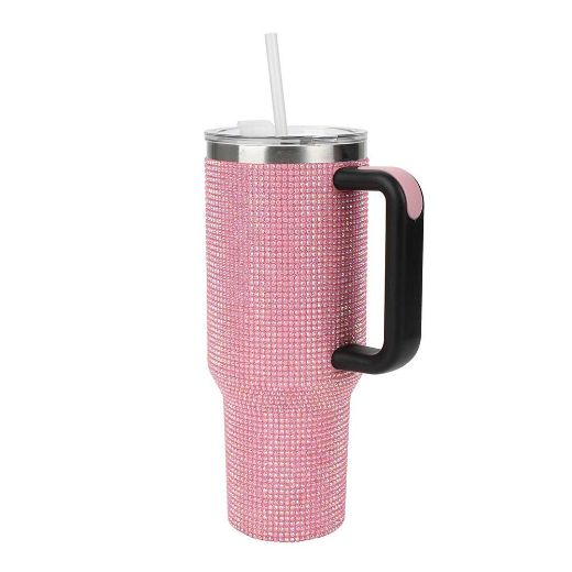 Picture of Bioworld Pink Rhinestone 40 oz. Stainless Steel Tumbler
