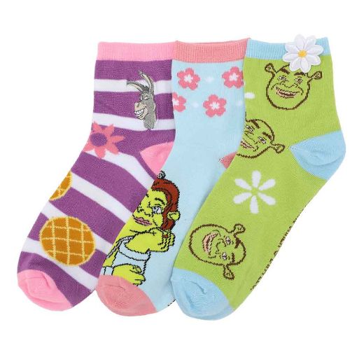 Picture of Dreamworks Shrek 3 Pair Quarter Crew Socks
