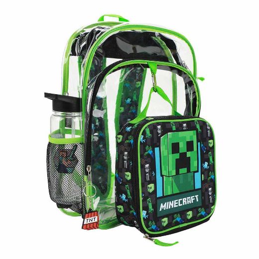 Picture of Minecraft Creeper Youth 5 pc Clear Backpack Set