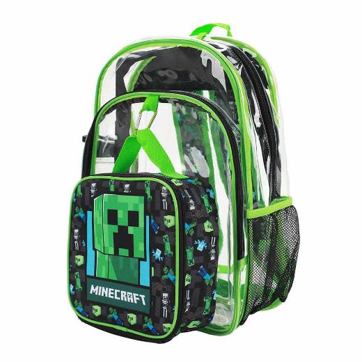 Picture of Minecraft Creeper Youth 5 pc Clear Backpack Set