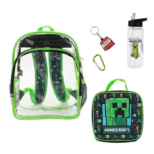 Picture of Minecraft Creeper Youth 5 pc Clear Backpack Set