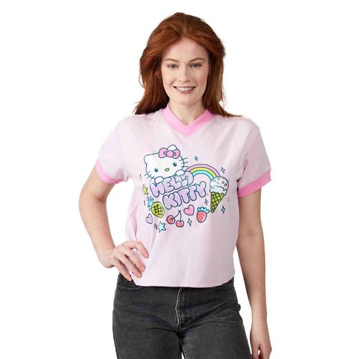 Picture of Hello Kitty Glitter V-Neck Ringer Pre-pack Tee