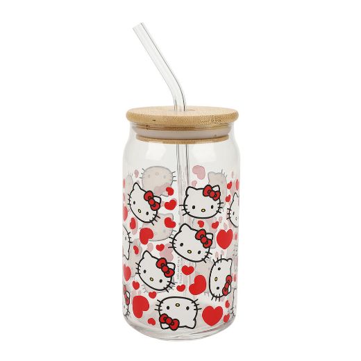 Picture of Hello Kitty 15 oz. Glass Bamboo Tumbler