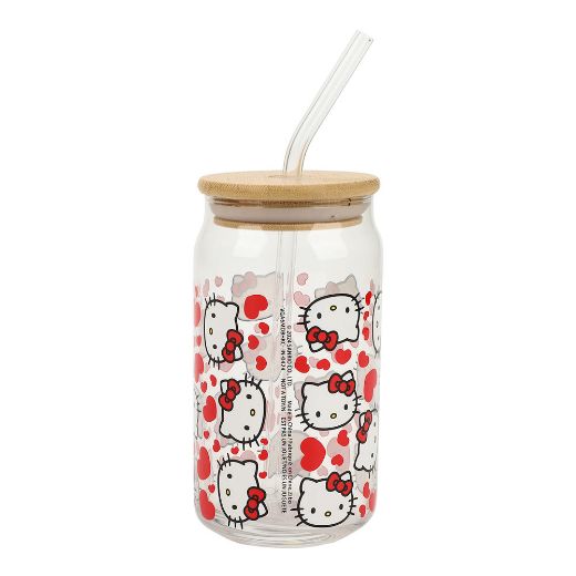 Picture of Hello Kitty 15 oz. Glass Bamboo Tumbler