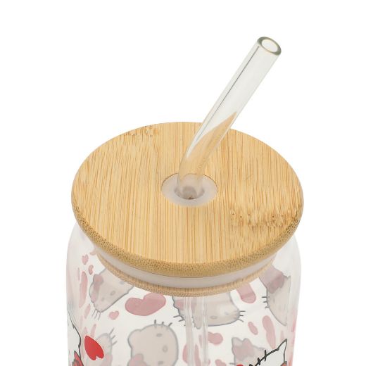Picture of Hello Kitty 15 oz. Glass Bamboo Tumbler
