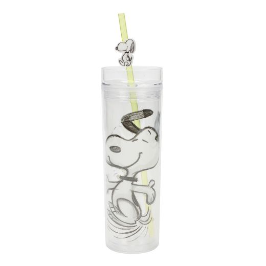 Picture of Peanuts Snoopy Straw Charm 16 oz. Slim Plastic Tumbler
