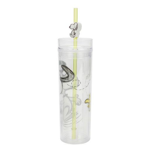 Picture of Peanuts Snoopy Straw Charm 16 oz. Slim Plastic Tumbler