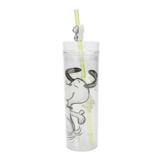 Picture of Peanuts Snoopy Straw Charm 16 oz. Slim Plastic Tumbler