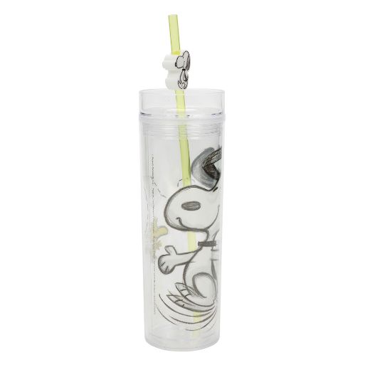 Picture of Peanuts Snoopy Straw Charm 16 oz. Slim Plastic Tumbler