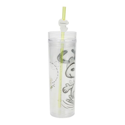 Picture of Peanuts Snoopy Straw Charm 16 oz. Slim Plastic Tumbler