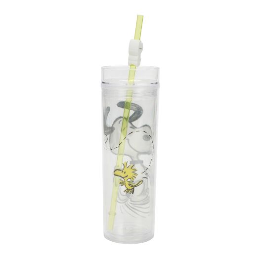 Picture of Peanuts Snoopy Straw Charm 16 oz. Slim Plastic Tumbler