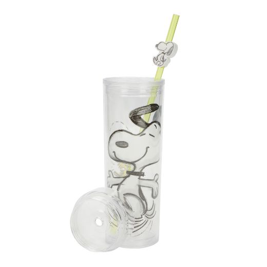Picture of Peanuts Snoopy Straw Charm 16 oz. Slim Plastic Tumbler