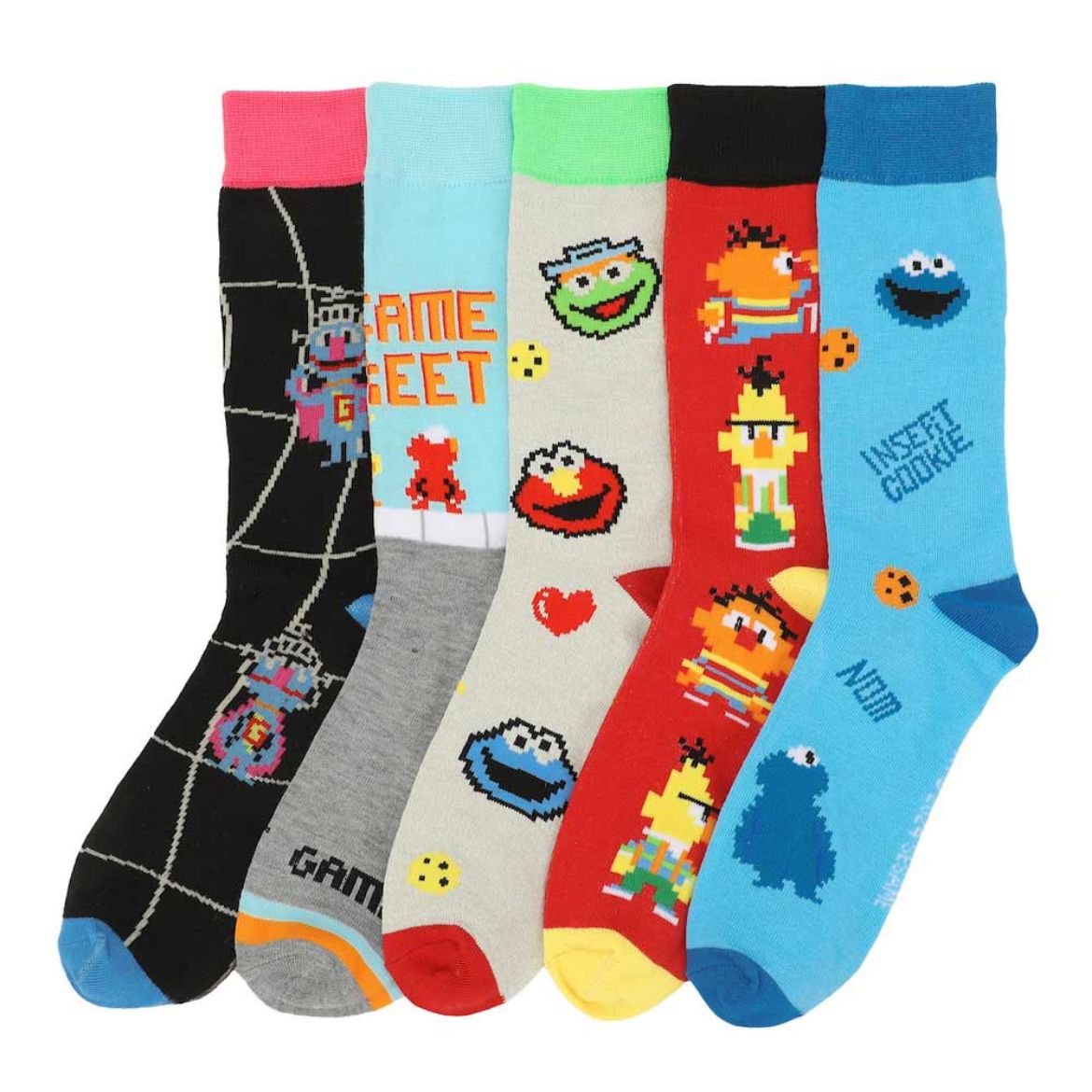 Picture of Sesame Street Pixel Characters 5 Pair Crew Socks 