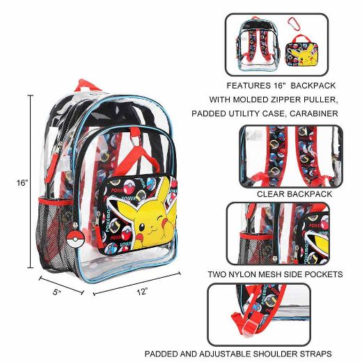 Picture of Pokemon 3 pc Clear Backpack Set
