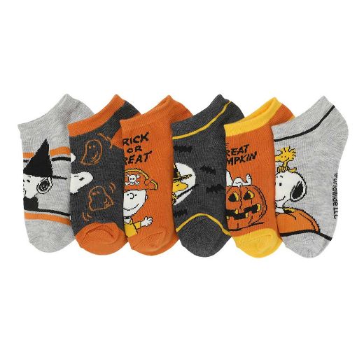 Picture of Peanuts Halloween Youth 6 Pair Ankle Socks