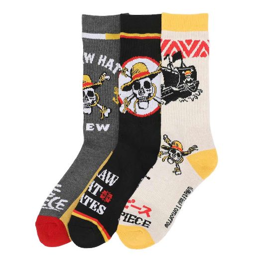 Picture of One Piece Straw Hat Pirates Adult 3 Pair Crew Socks