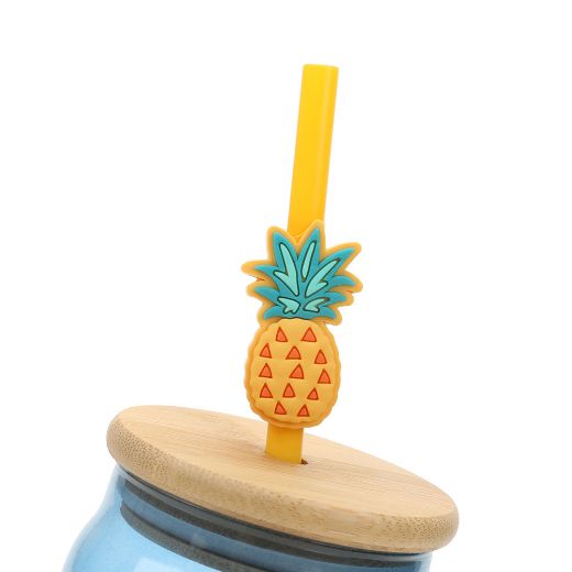 Picture of Disney Stitch Straw Charm 15 oz. Glass Bamboo Tumbler