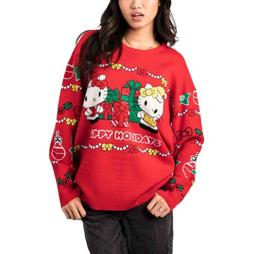 Picture of Hello Kitty & Mimmy Happy Holidays Juniors Oversized Sweater