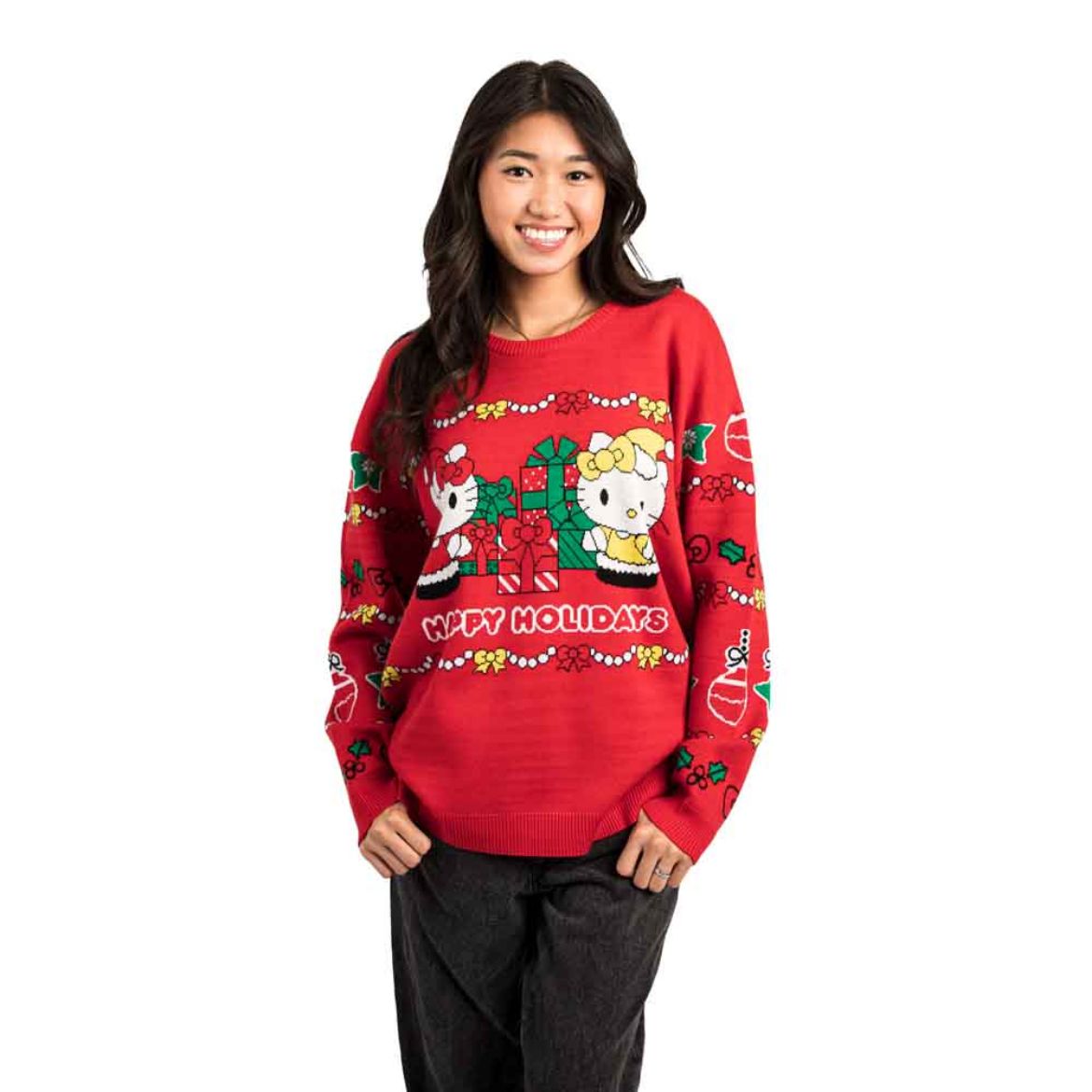 Picture of Hello Kitty & Mimmy Happy Holidays Juniors Oversized Sweater