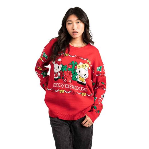 Picture of Hello Kitty & Mimmy Happy Holidays Juniors Oversized Sweater
