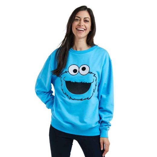 Picture of Sesame Street Cookie Monster Embroidered Juniors Sweatshirt
