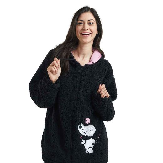 Picture of Kuromi 3D Cosplay Junior's Sherpa Zip-up Hoodie