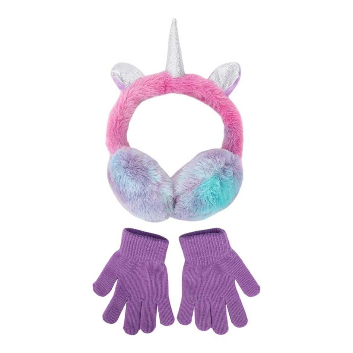 Picture of Bioworld Ombre Unicorn 3D Youth Earmuff & Gloves Combo