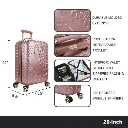 Picture of Disney Mickey Mouse Rose Gold 20 in. Rolling Luggage