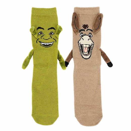 Picture of Dreamworks Shrek & Donkey Magnetic 3D Crew Socks