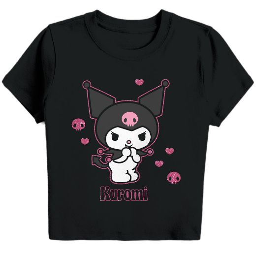 Picture of Kuromi Hearts & Skulls Juniors Cropped Baby Tee