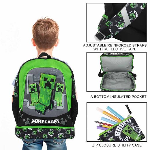 Picture of Minecraft 5 pc Youth Backpack Set