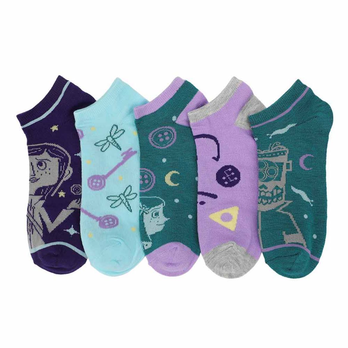 Picture of Coraline Characters 5 Pair Ankle Socks
