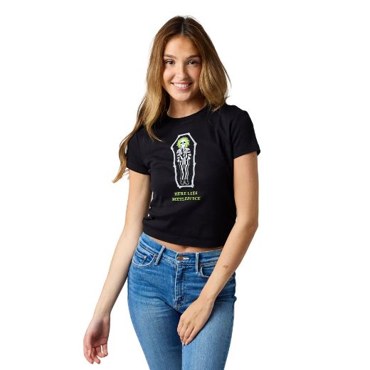 Picture of Beetlejuice Here Lies Juniors Cropped Baby Tee