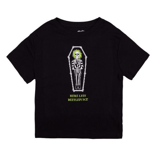 Picture of Beetlejuice Here Lies Juniors Cropped Baby Tee