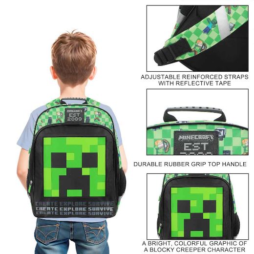 Picture of Minecraft Creeper AOP Youth Backpack