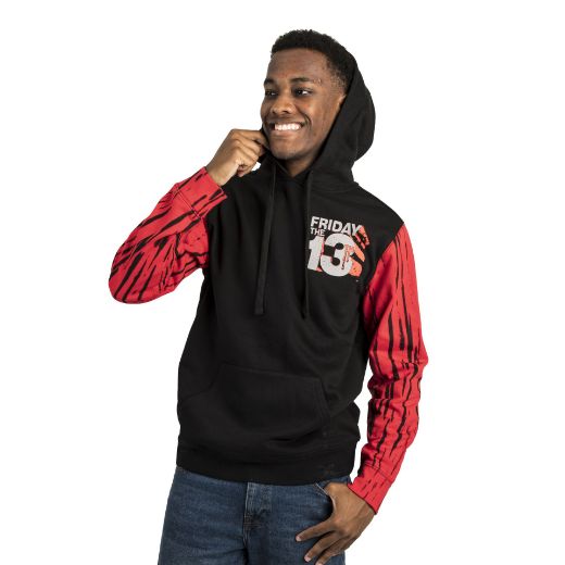 Picture of Friday the 13th Contrasting Sleeves Washed Unisex Hoodie