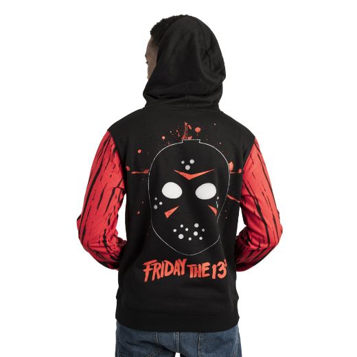 Picture of Friday the 13th Contrasting Sleeves Washed Unisex Hoodie