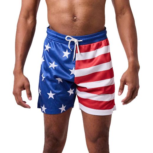 Picture of Bioworld  American Flag AOP Active Shorts