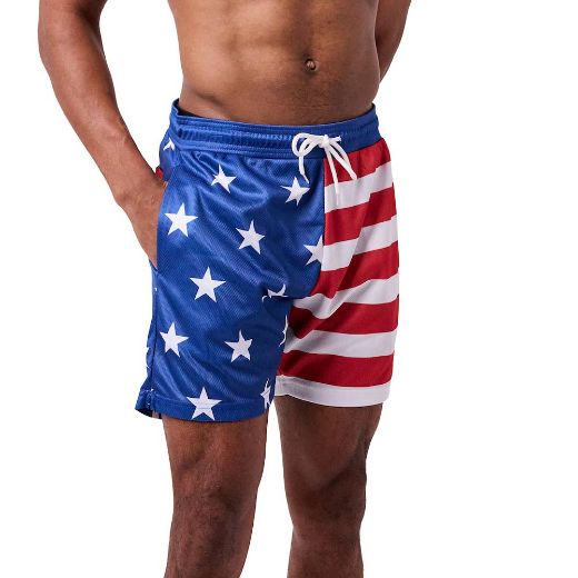 Picture of Bioworld  American Flag AOP Active Shorts