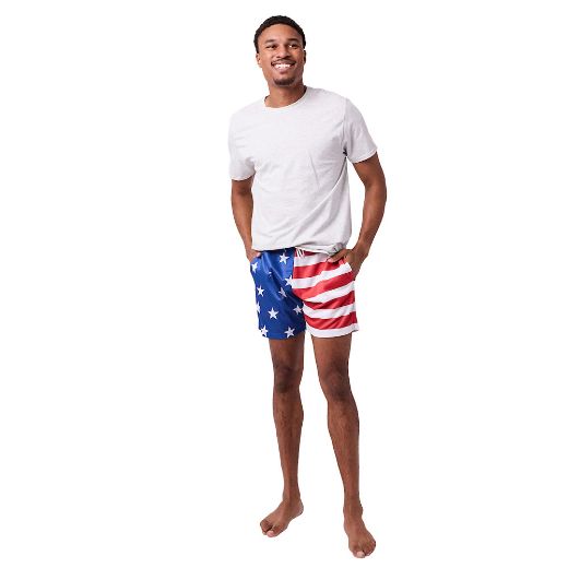 Picture of Bioworld  American Flag AOP Active Shorts